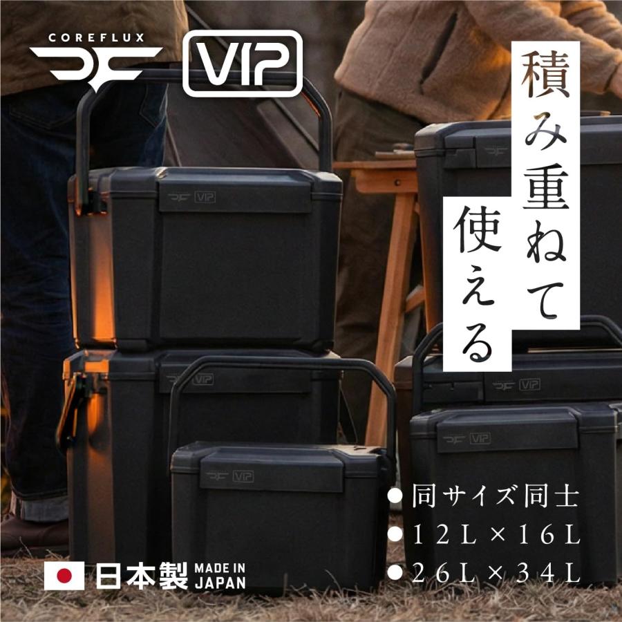 JEJアステージ COREFLUX (コアフラックス)クーラーボックス VIP スレートグレー 12L 真空断熱パネル[幅425×奥行333×高さ278mm]6面全面断熱 座れる 高保冷力