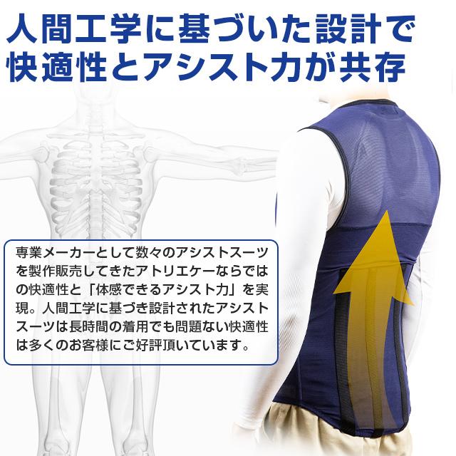 アトリエケー　アシストベスト taschel タスケル　TA-001  男女兼用 軽量インナー 荷物運搬 農作業 介護 負担軽減 バネ内蔵