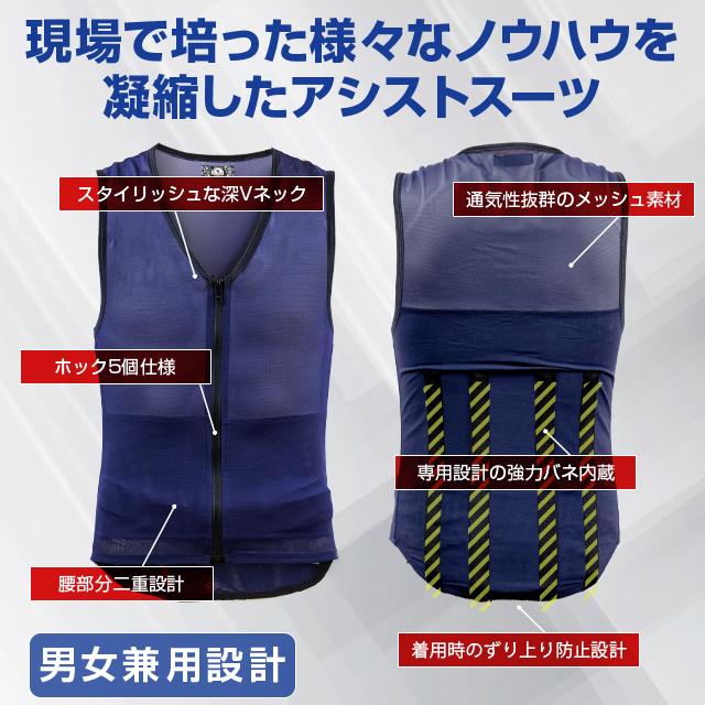 アトリエケー　アシストベスト taschel タスケル　TA-001  男女兼用 軽量インナー 荷物運搬 農作業 介護 負担軽減 バネ内蔵